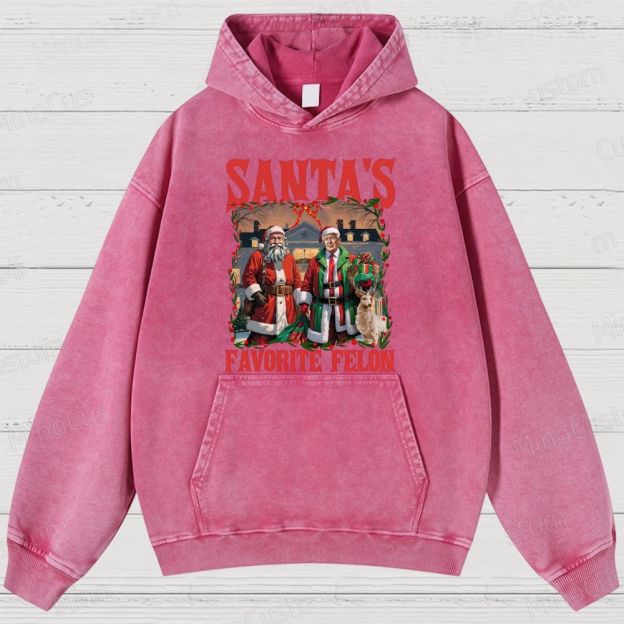 Satirical Christmas Retro Graphic Washed Vintage Hoodie