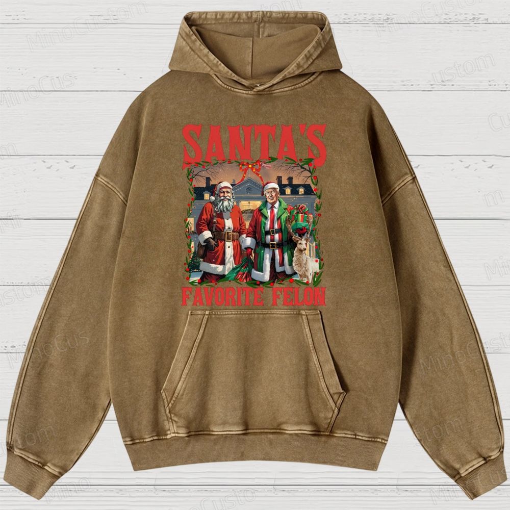 Satirical Christmas Retro Graphic Washed Vintage Hoodie
