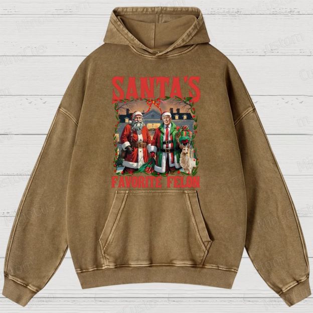 Satirical Christmas Retro Graphic Washed Vintage Hoodie