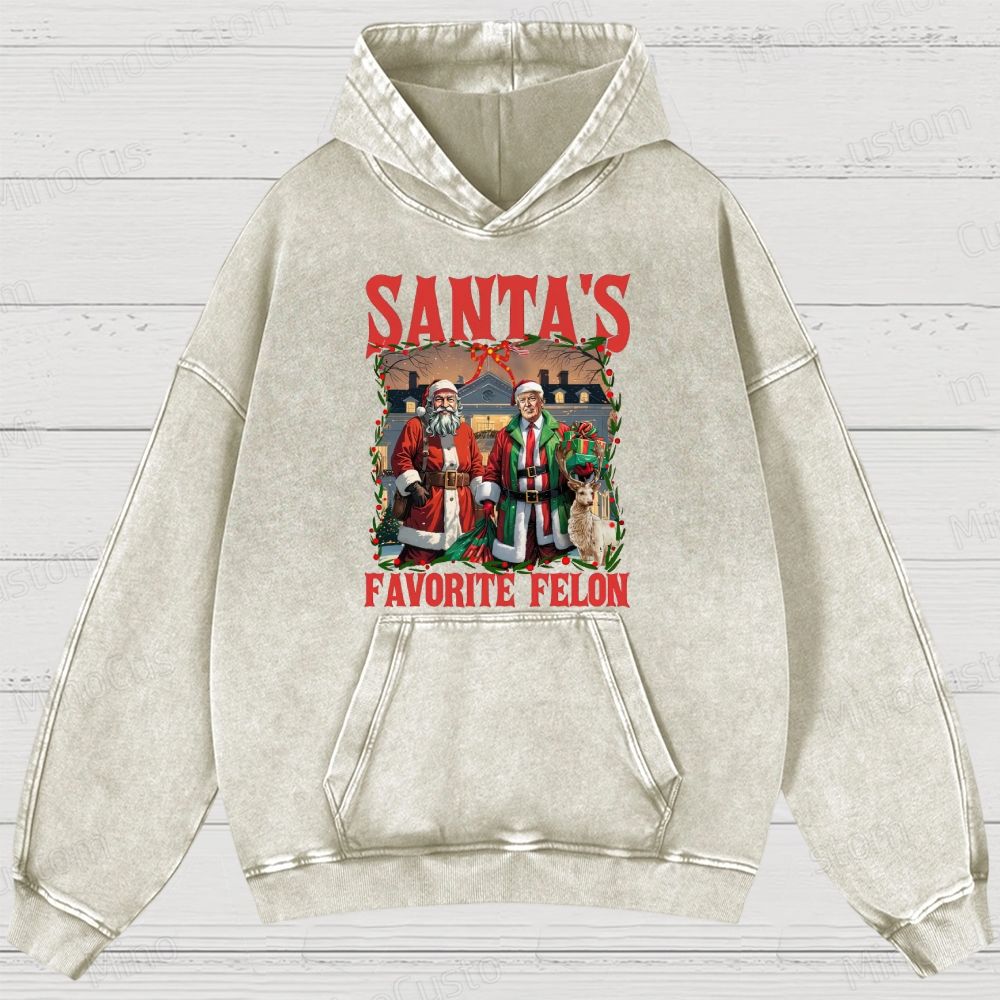 Satirical Christmas Retro Graphic Washed Vintage Hoodie