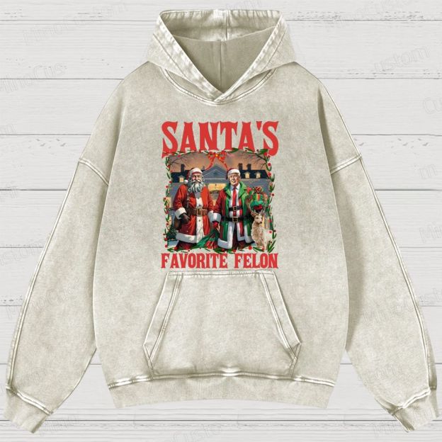 Satirical Christmas Retro Graphic Washed Vintage Hoodie