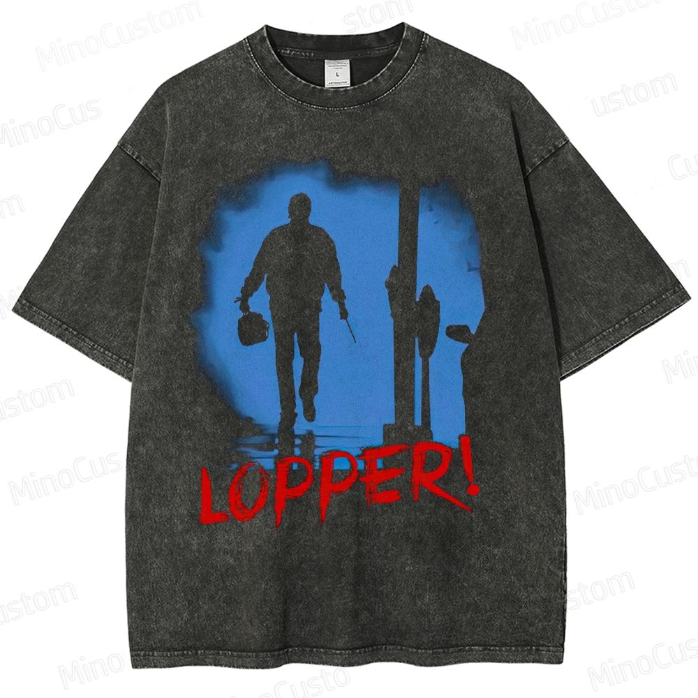 Looper Retro Sci-Fi Action Graphic Washed Vintage T-Shirt