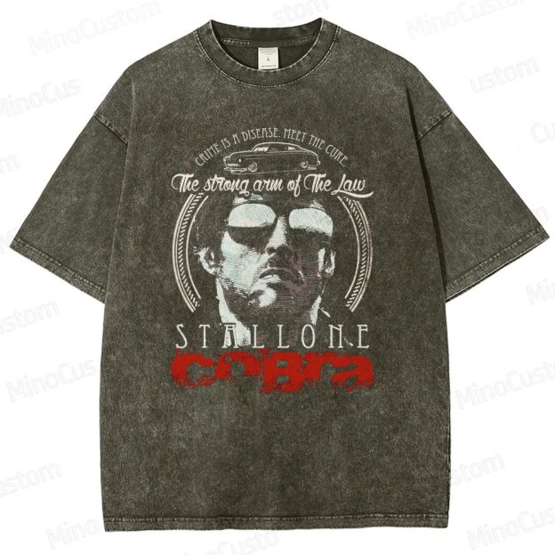 Cobra Retro Action Crime Graphic Washed Vintage T-Shirt