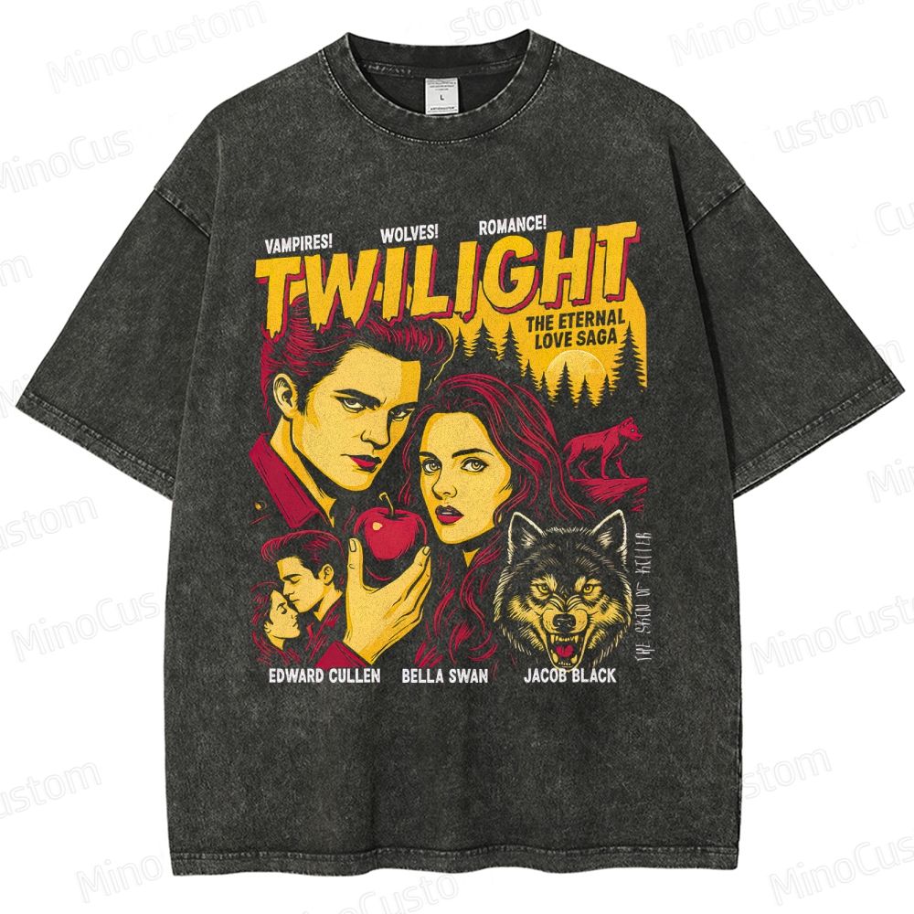 Twilight Retro Fantasy Romance Graphic Washed Vintage T-Shirt