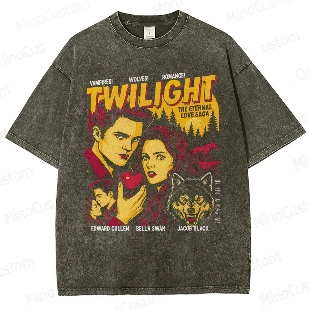 Twilight Retro Fantasy Romance Graphic Washed Vintage T-Shirt