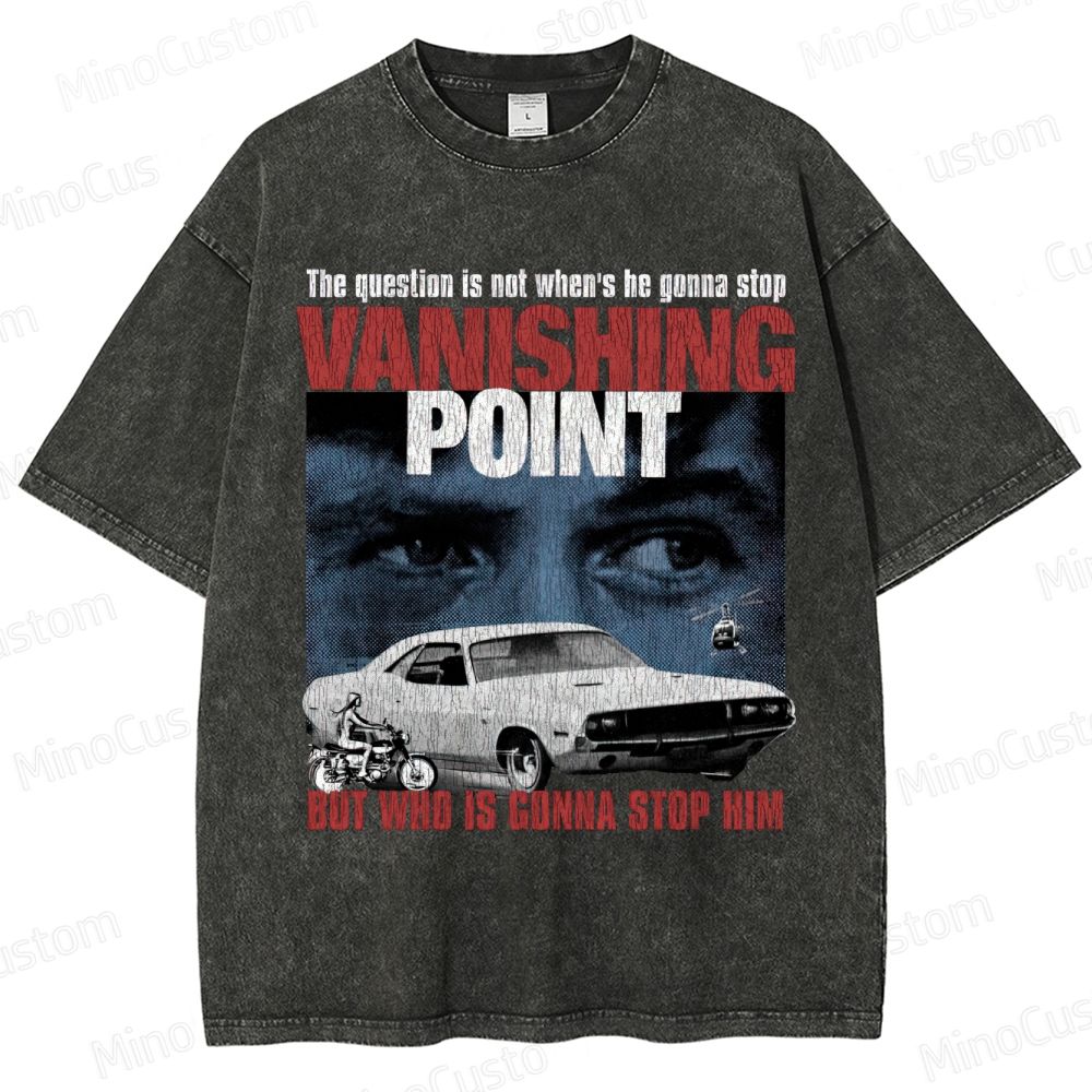 Vanishing Point Retro Action Thriller Graphic Washed Vintage T-Shirt