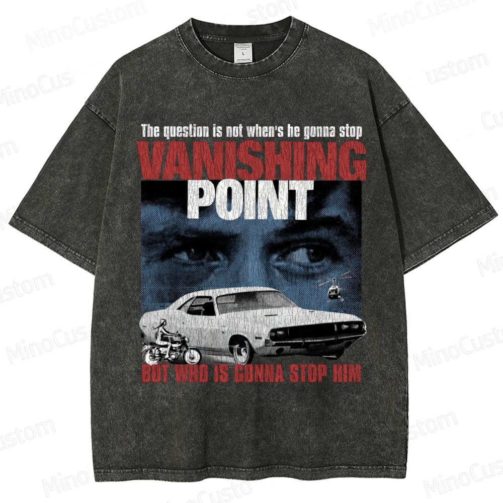Vanishing Point Retro Action Thriller Graphic Washed Vintage T-Shirt