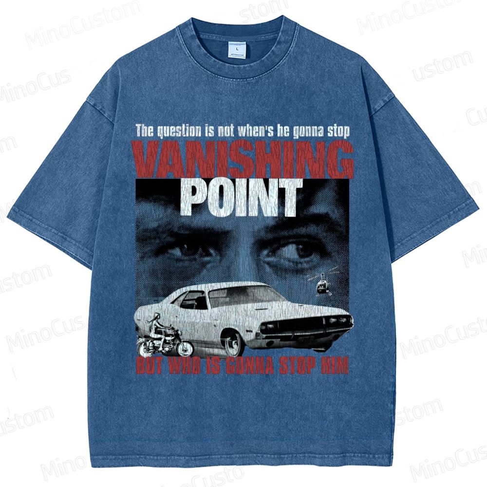 Vanishing Point Retro Action Thriller Graphic Washed Vintage T-Shirt