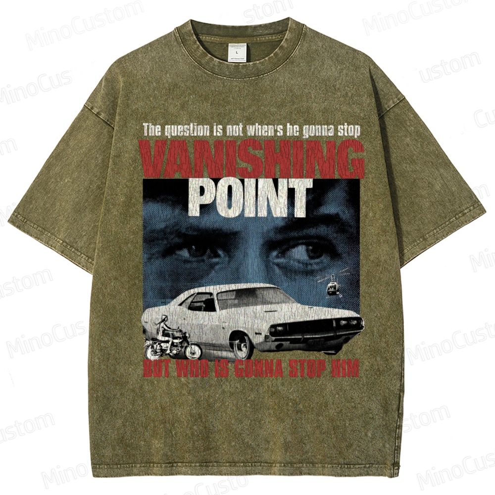 Vanishing Point Retro Action Thriller Graphic Washed Vintage T-Shirt