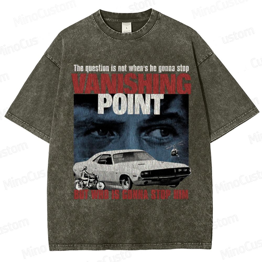 Vanishing Point Retro Action Thriller Graphic Washed Vintage T-Shirt