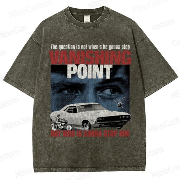Vanishing Point Retro Action Thriller Graphic Washed Vintage T-Shirt