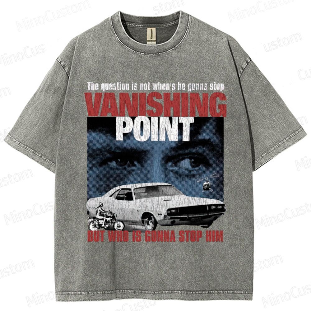 Vanishing Point Retro Action Thriller Graphic Washed Vintage T-Shirt