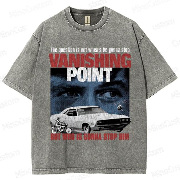 Vanishing Point Retro Action Thriller Graphic Washed Vintage T-Shirt