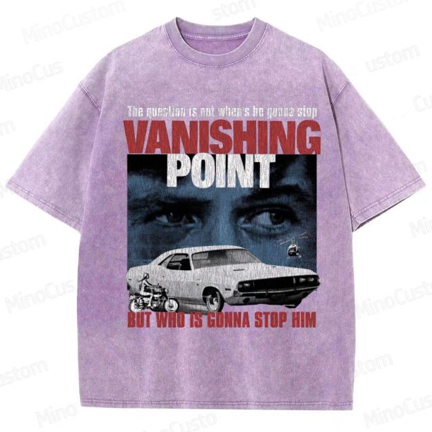Vanishing Point Retro Action Thriller Graphic Washed Vintage T-Shirt