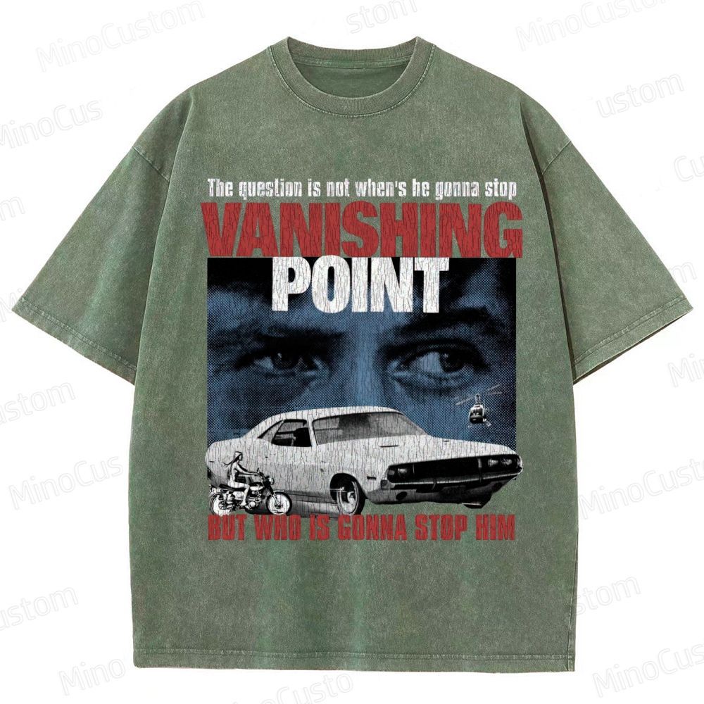 Vanishing Point Retro Action Thriller Graphic Washed Vintage T-Shirt