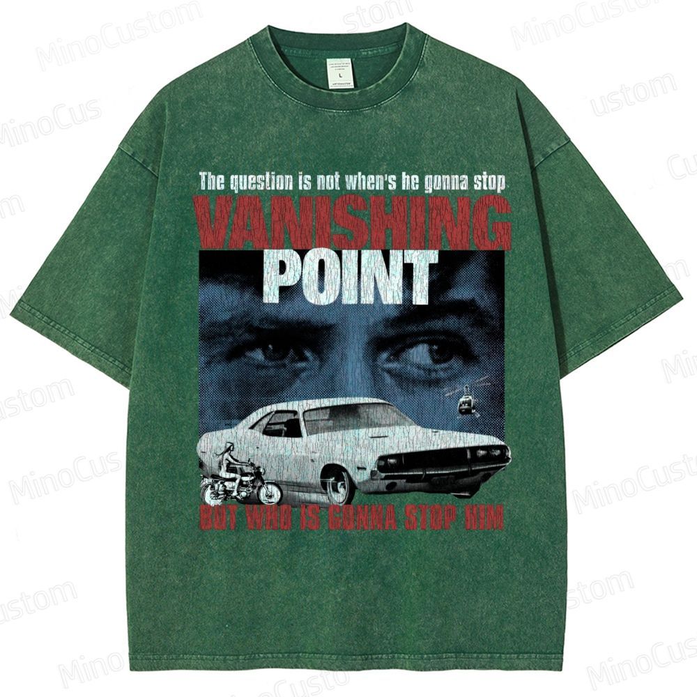 Vanishing Point Retro Action Thriller Graphic Washed Vintage T-Shirt
