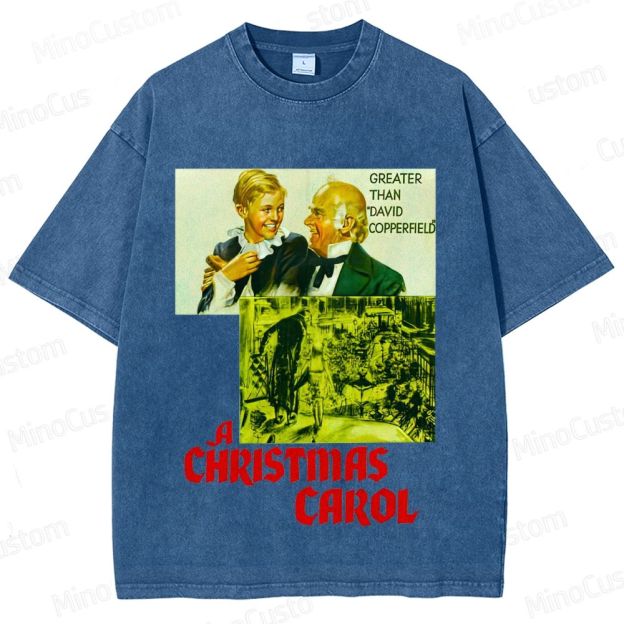 A Christmas Carol Retro Fantasy Drama Graphic Washed Vintage T-Shirt