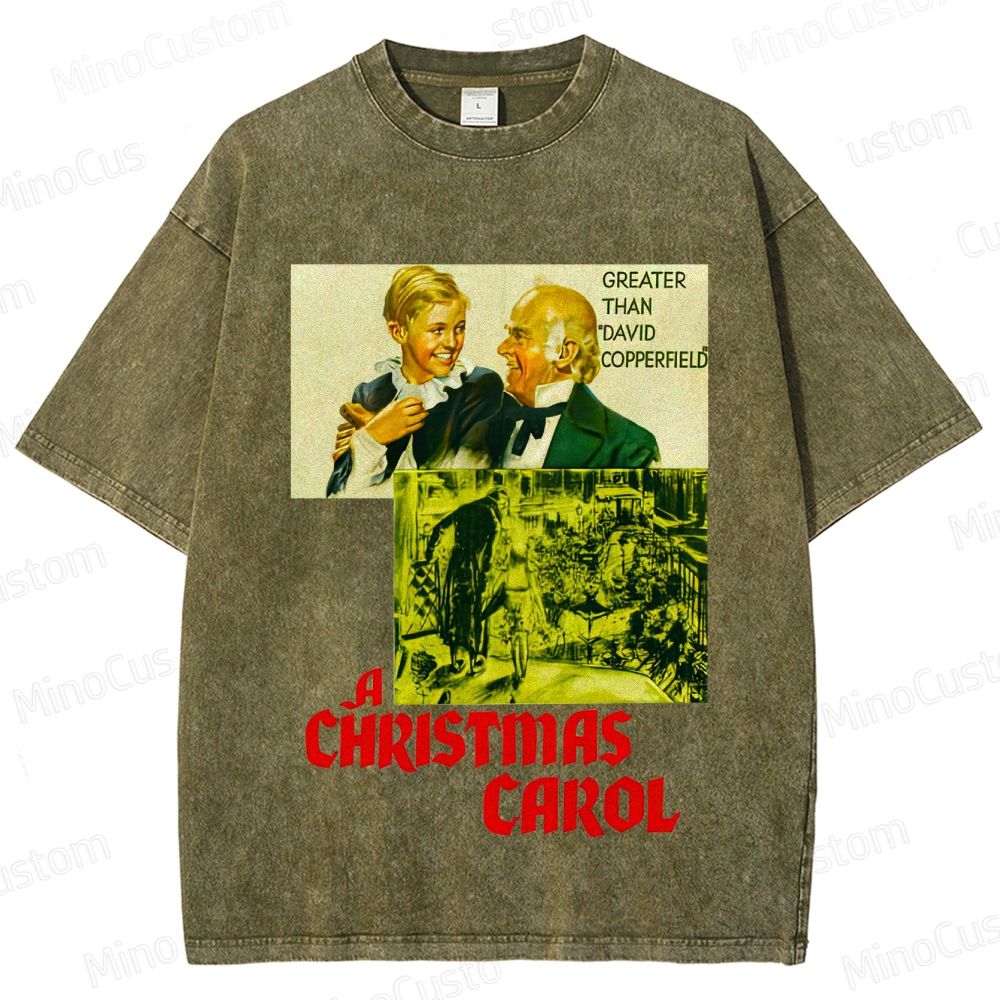 A Christmas Carol Retro Fantasy Drama Graphic Washed Vintage T-Shirt
