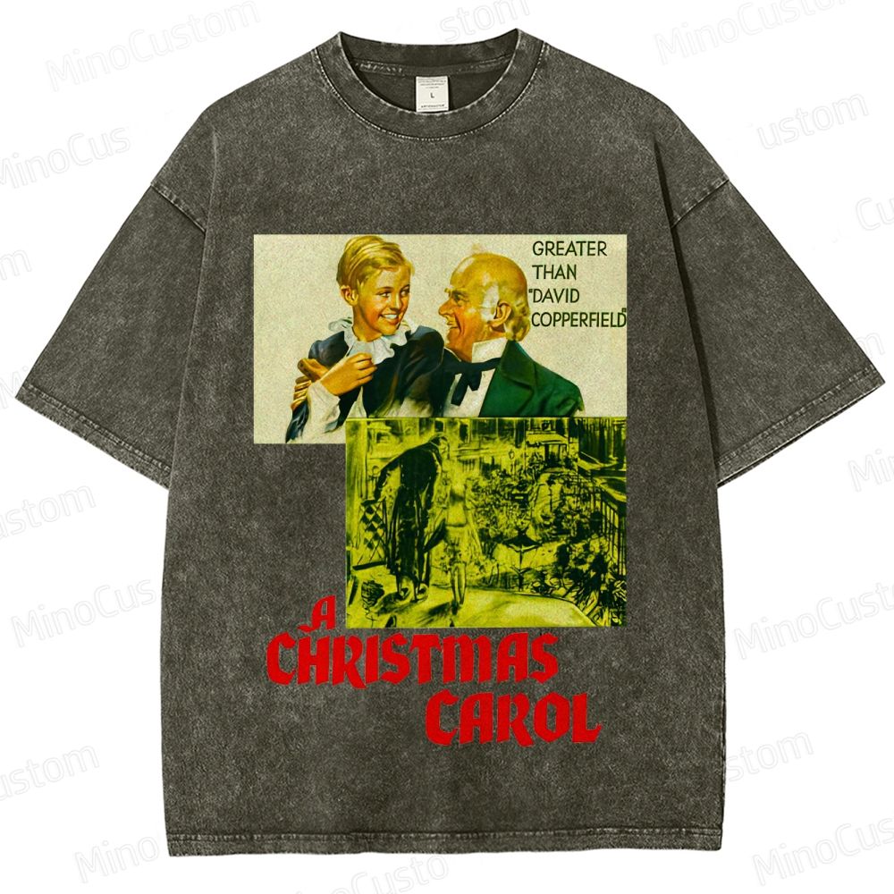A Christmas Carol Retro Fantasy Drama Graphic Washed Vintage T-Shirt