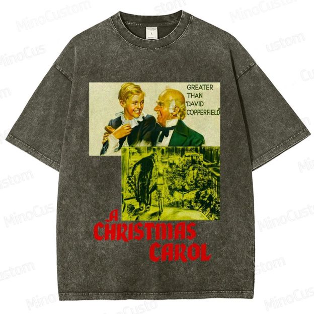 A Christmas Carol Retro Fantasy Drama Graphic Washed Vintage T-Shirt
