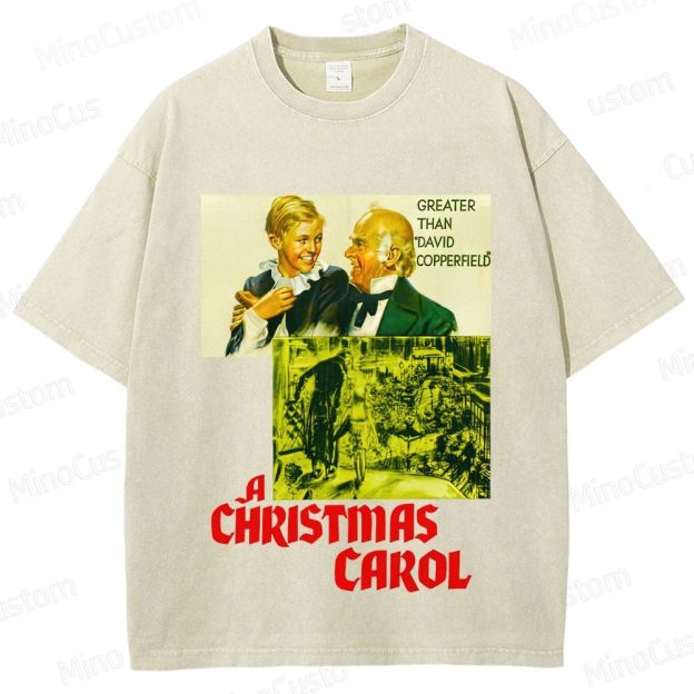 A Christmas Carol Retro Fantasy Drama Graphic Washed Vintage T-Shirt