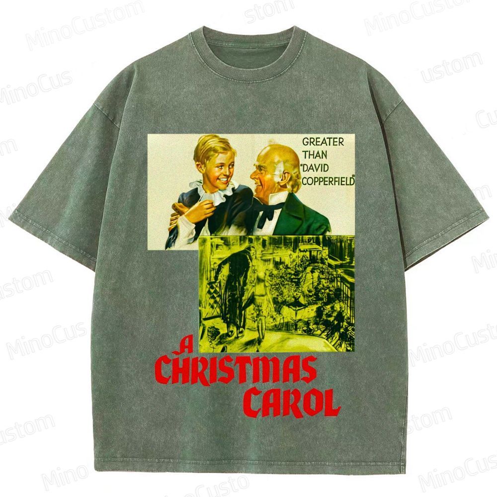 A Christmas Carol Retro Fantasy Drama Graphic Washed Vintage T-Shirt