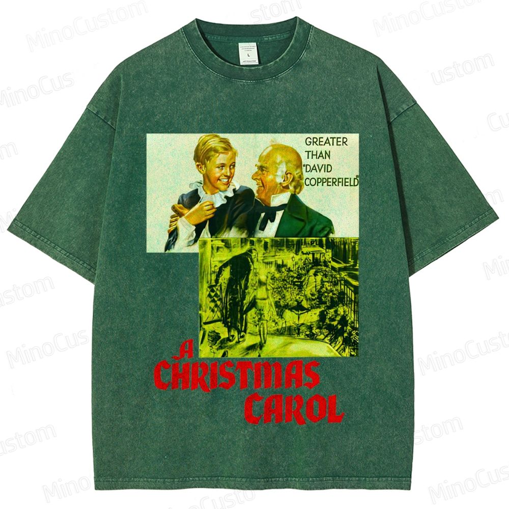A Christmas Carol Retro Fantasy Drama Graphic Washed Vintage T-Shirt
