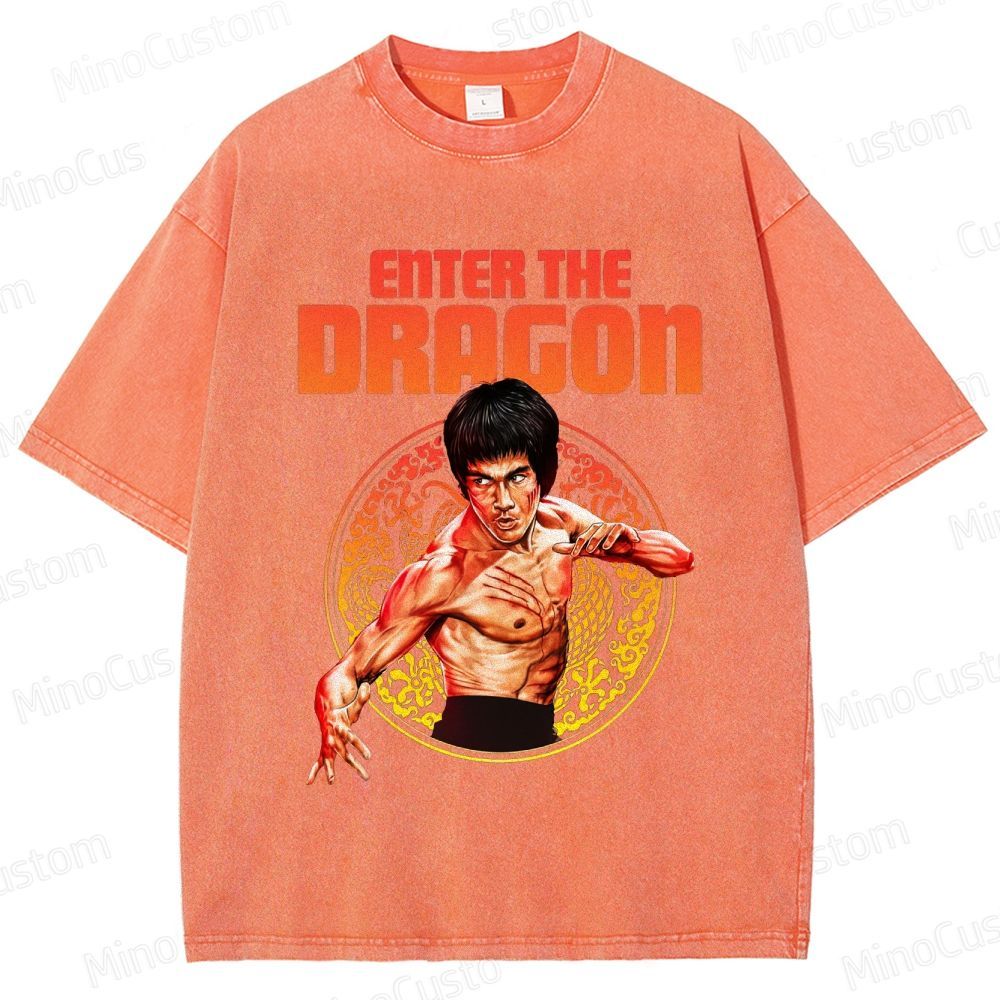 Enter the Dragon Retro Martial Arts Action Graphic Washed Vintage T-Shirt