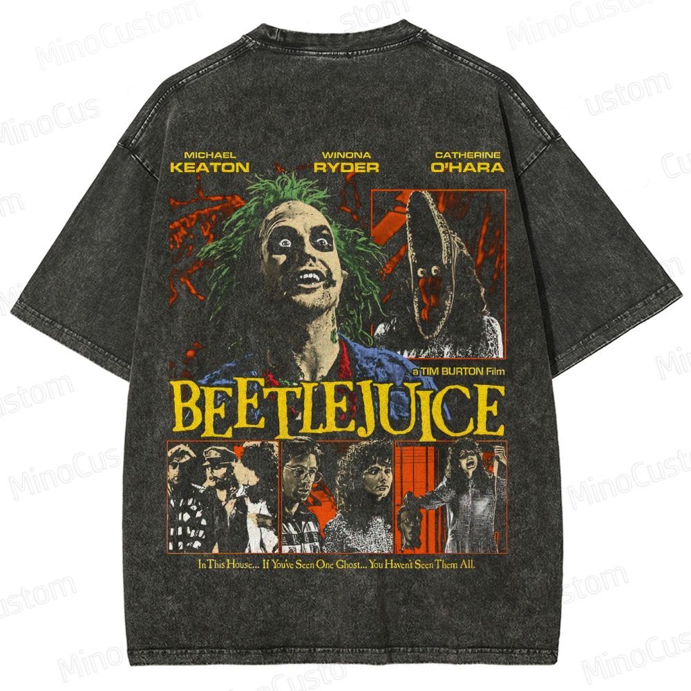 Beetlejuice Retro Fantasy Comedy Graphic Washed Vintage T-Shirt