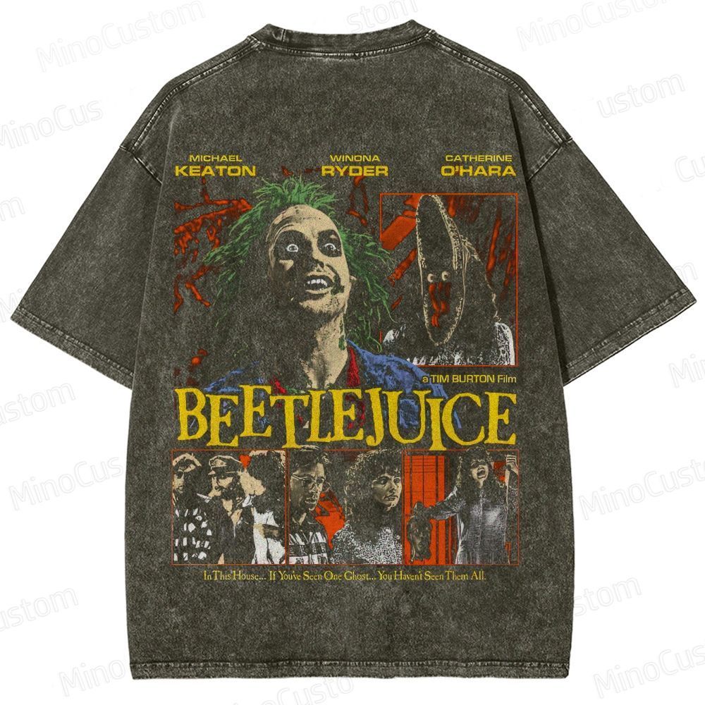 Beetlejuice Retro Fantasy Comedy Graphic Washed Vintage T-Shirt