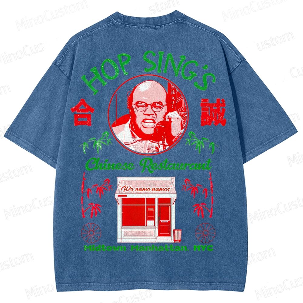 Seinfeld Hop Sing's Chinese Restaurant Retro Comedy Graphic Washed Vintage T-Shirt