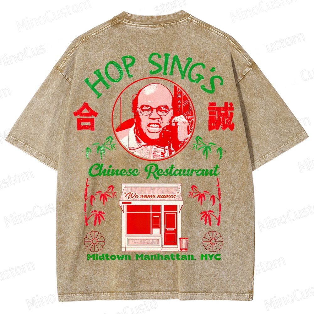 Seinfeld Hop Sing's Chinese Restaurant Retro Comedy Graphic Washed Vintage T-Shirt