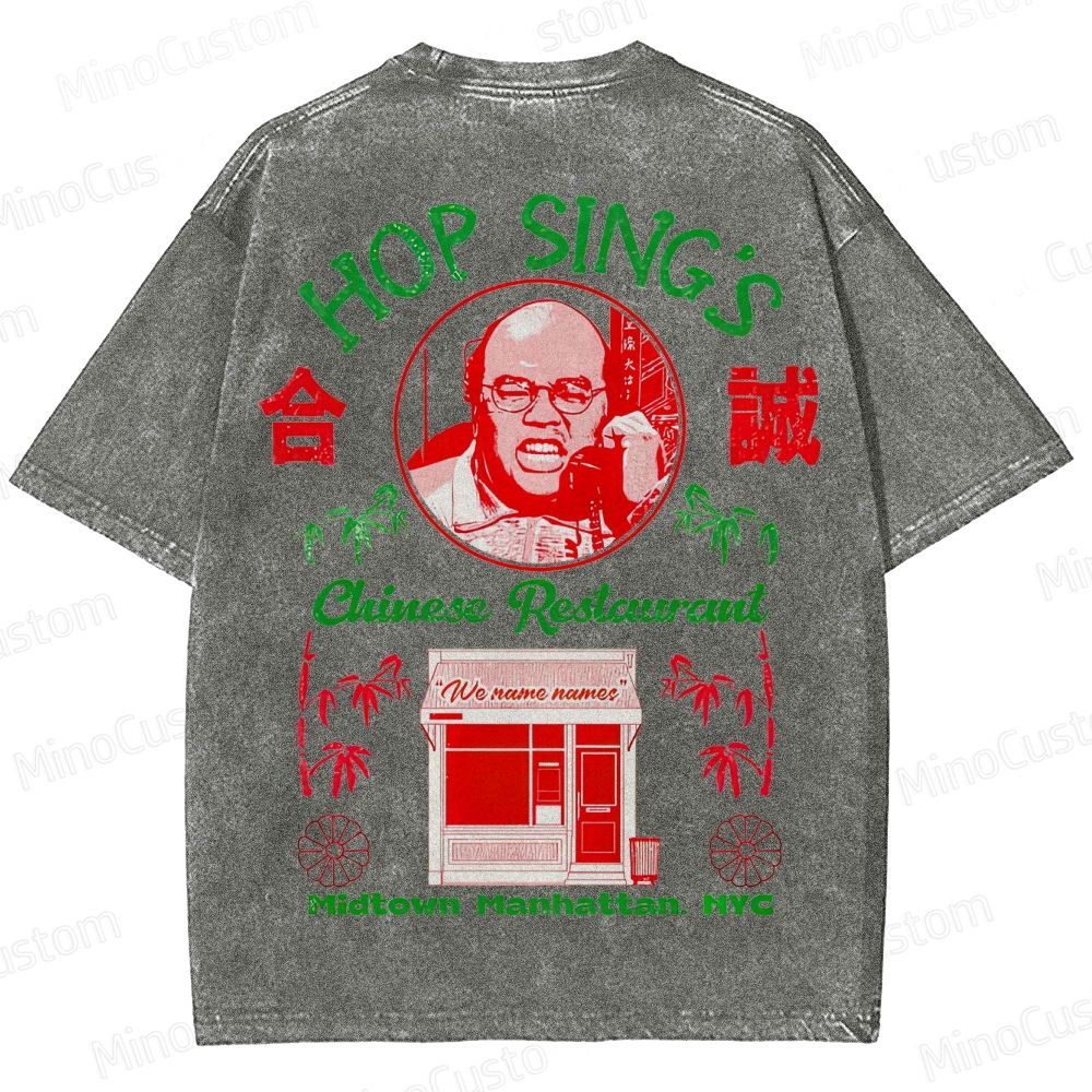 Seinfeld Hop Sing's Chinese Restaurant Retro Comedy Graphic Washed Vintage T-Shirt