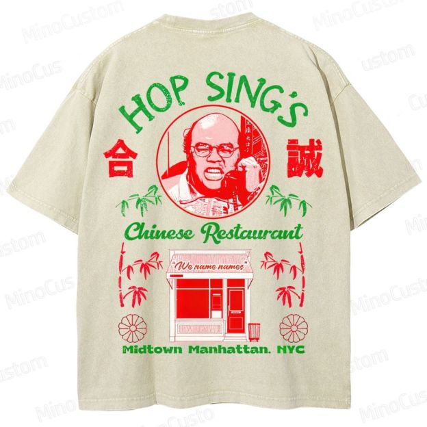 Seinfeld Hop Sing's Chinese Restaurant Retro Comedy Graphic Washed Vintage T-Shirt