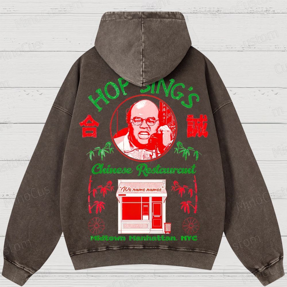 Seinfeld Hop Sing's Chinese Restaurant Retro Comedy Graphic Washed Vintage Hoodie