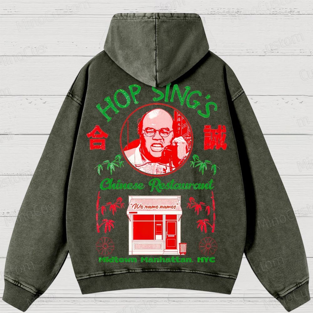 Seinfeld Hop Sing's Chinese Restaurant Retro Comedy Graphic Washed Vintage Hoodie