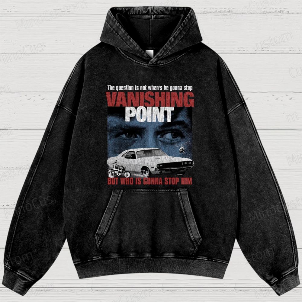 Vanishing Point Retro Action Thriller Graphic Washed Vintage Hoodie