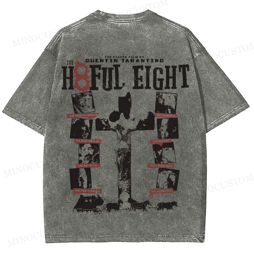The Hateful Eight Retro Western Crime Graphic Washed Vintage T-Shirt