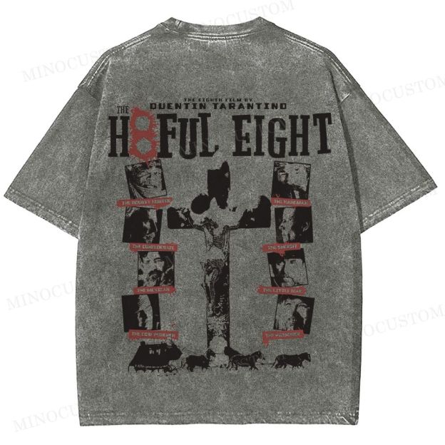 The Hateful Eight Retro Western Crime Graphic Washed Vintage T-Shirt