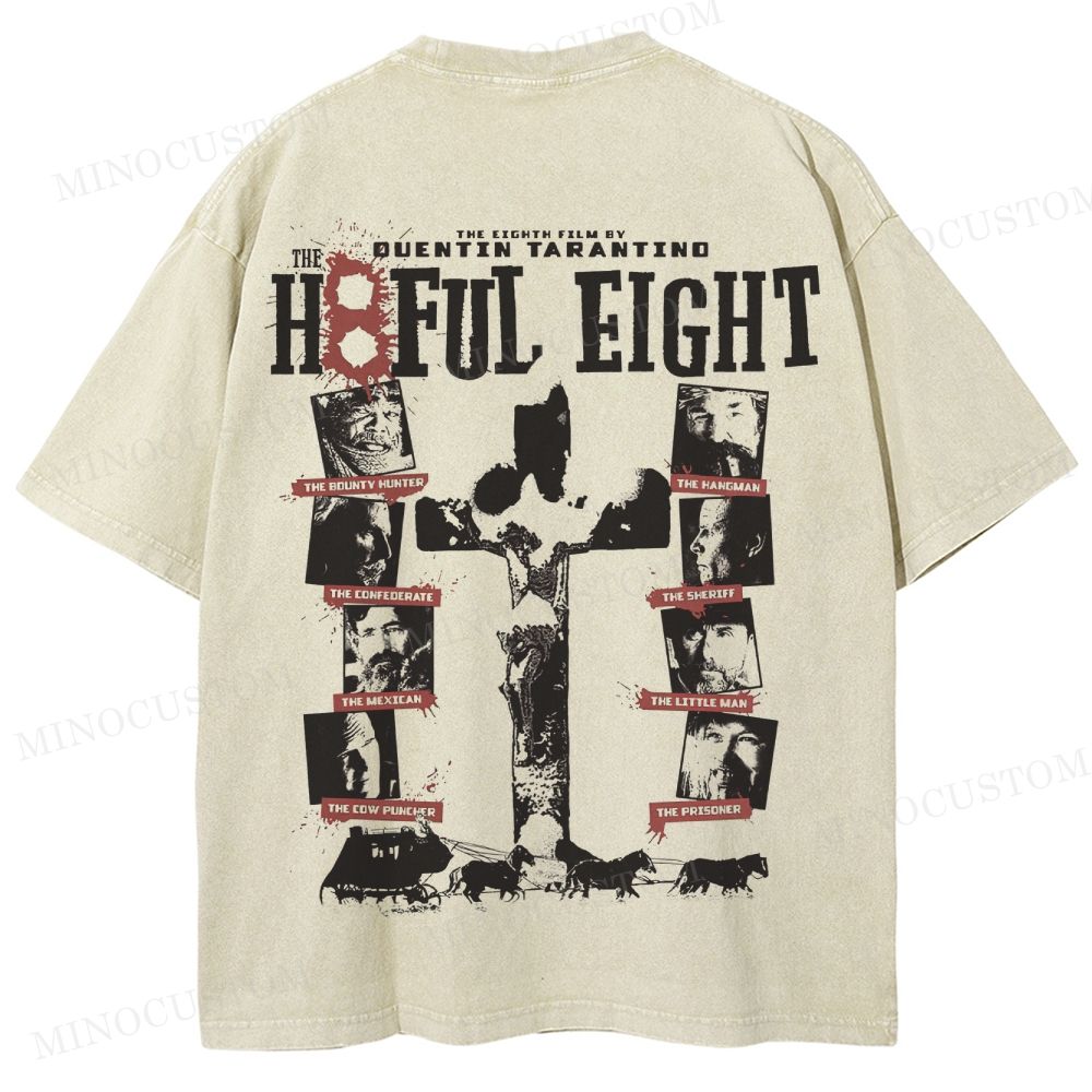 The Hateful Eight Retro Western Crime Graphic Washed Vintage T-Shirt