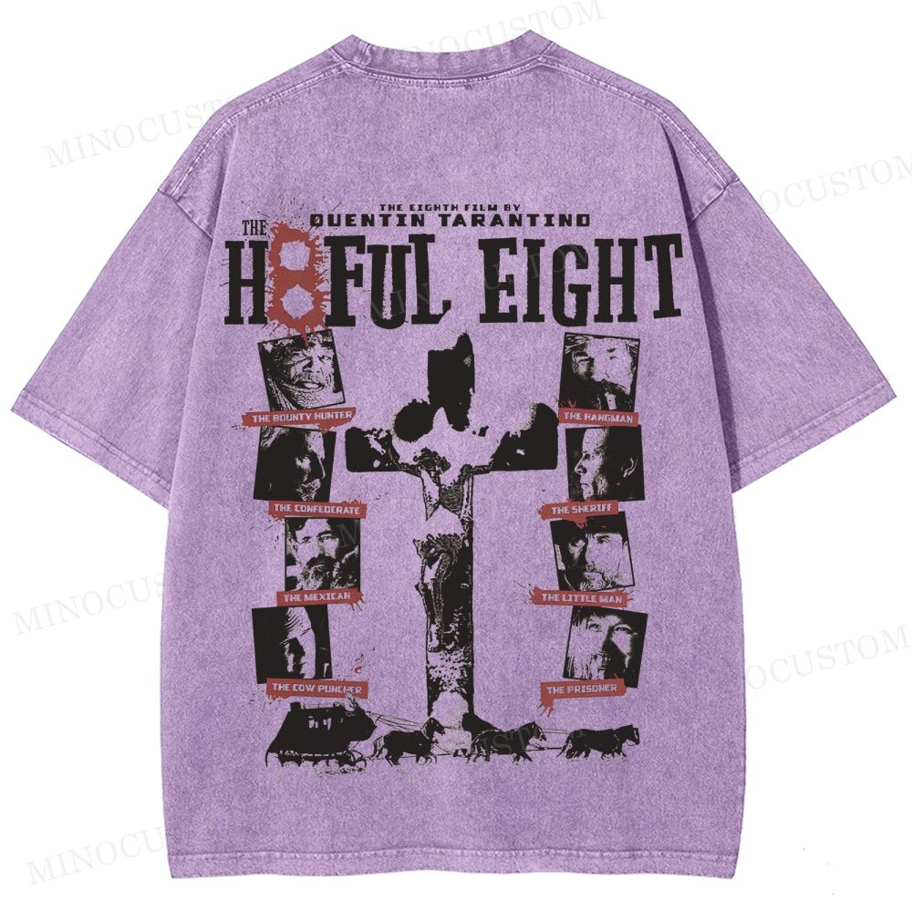 The Hateful Eight Retro Western Crime Graphic Washed Vintage T-Shirt