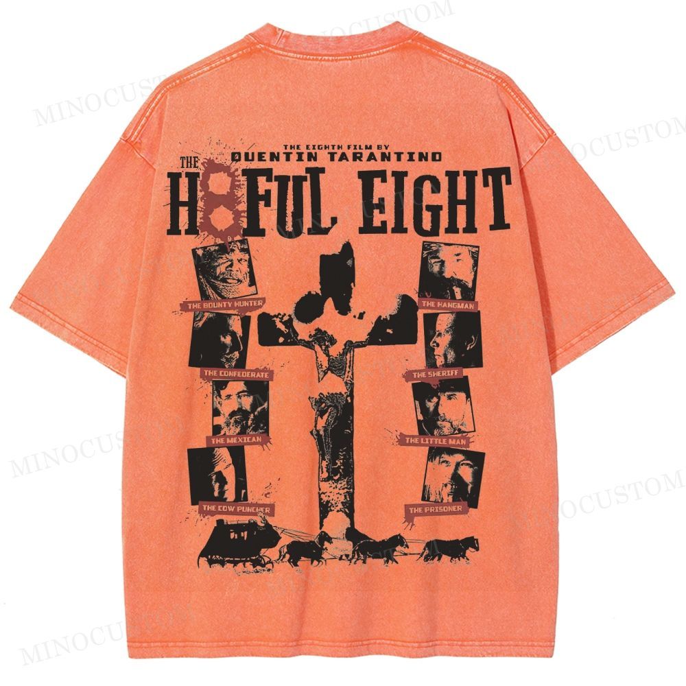 The Hateful Eight Retro Western Crime Graphic Washed Vintage T-Shirt