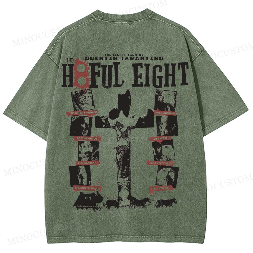 The Hateful Eight Retro Western Crime Graphic Washed Vintage T-Shirt