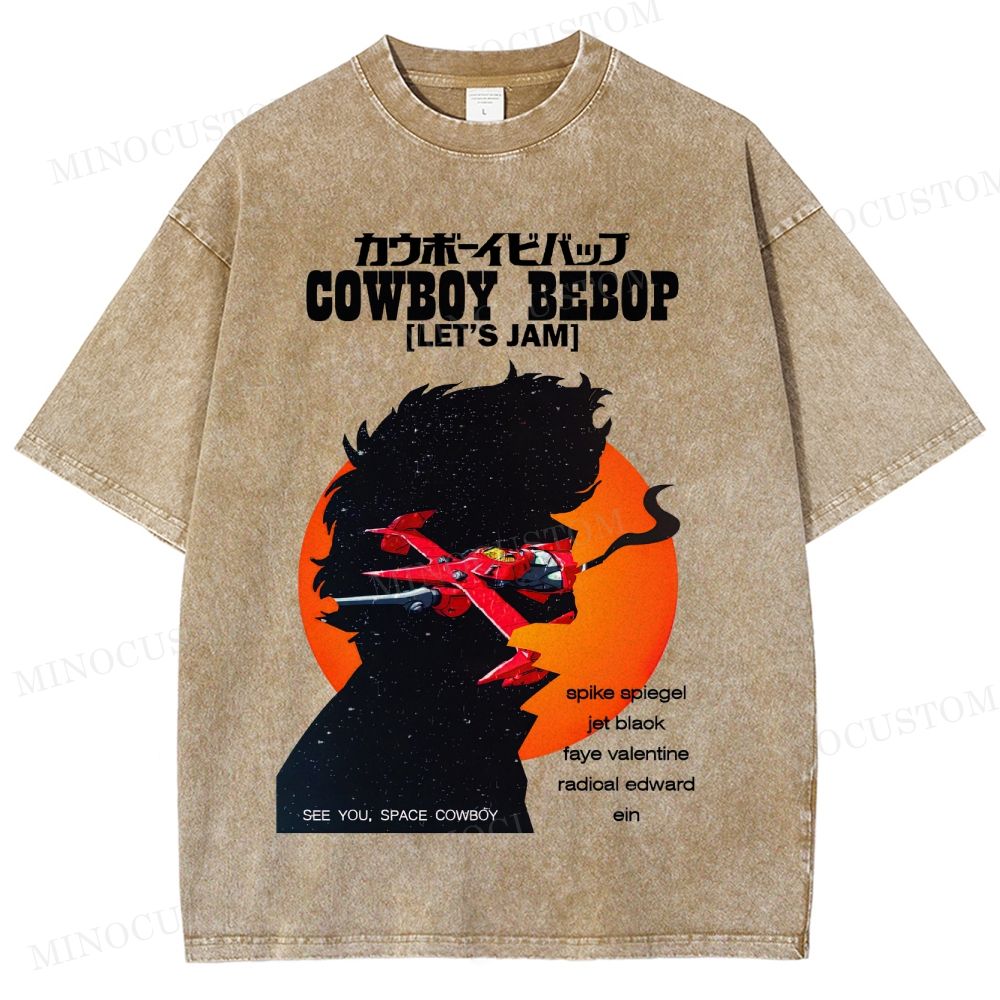 Cowboy Bebop Retro Anime Sci-Fi Graphic Washed Vintage T-Shirt