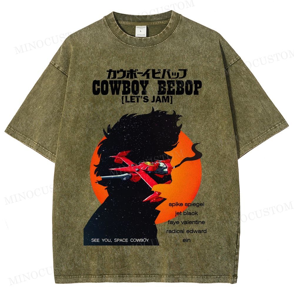 Cowboy Bebop Retro Anime Sci-Fi Graphic Washed Vintage T-Shirt