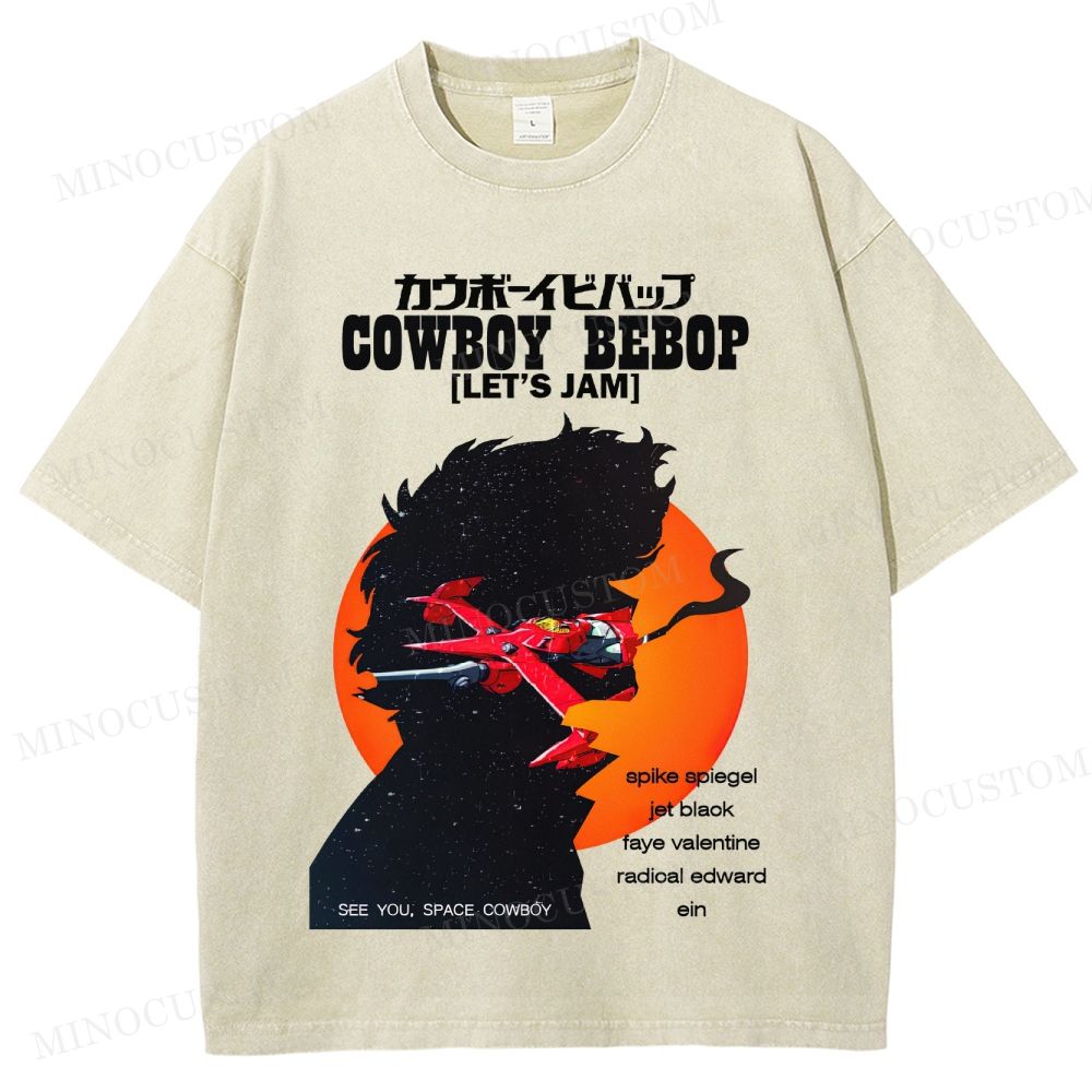 Cowboy Bebop Retro Anime Sci-Fi Graphic Washed Vintage T-Shirt
