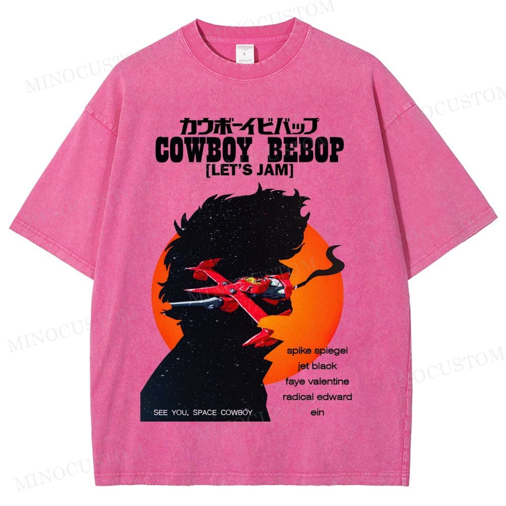 Cowboy Bebop Retro Anime Sci-Fi Graphic Washed Vintage T-Shirt