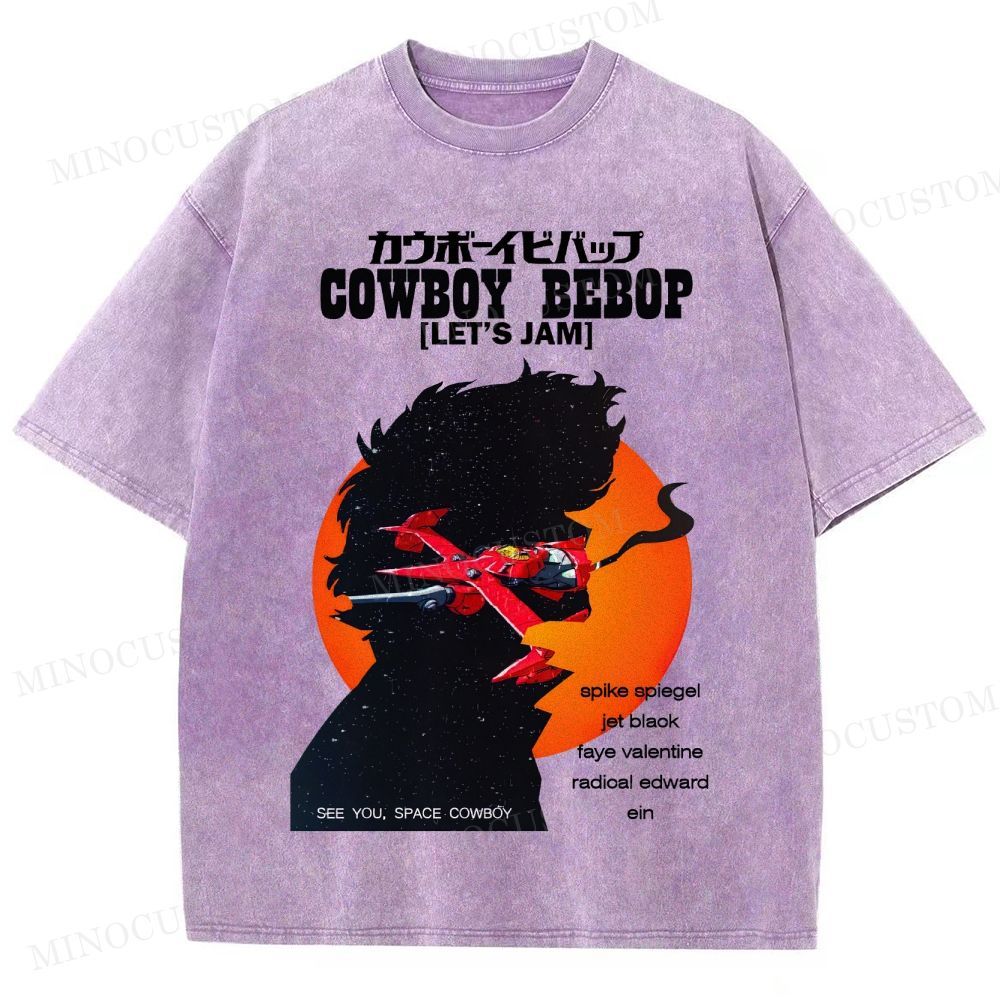 Cowboy Bebop Retro Anime Sci-Fi Graphic Washed Vintage T-Shirt