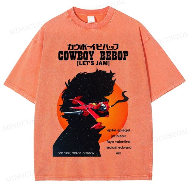 Cowboy Bebop Retro Anime Sci-Fi Graphic Washed Vintage T-Shirt