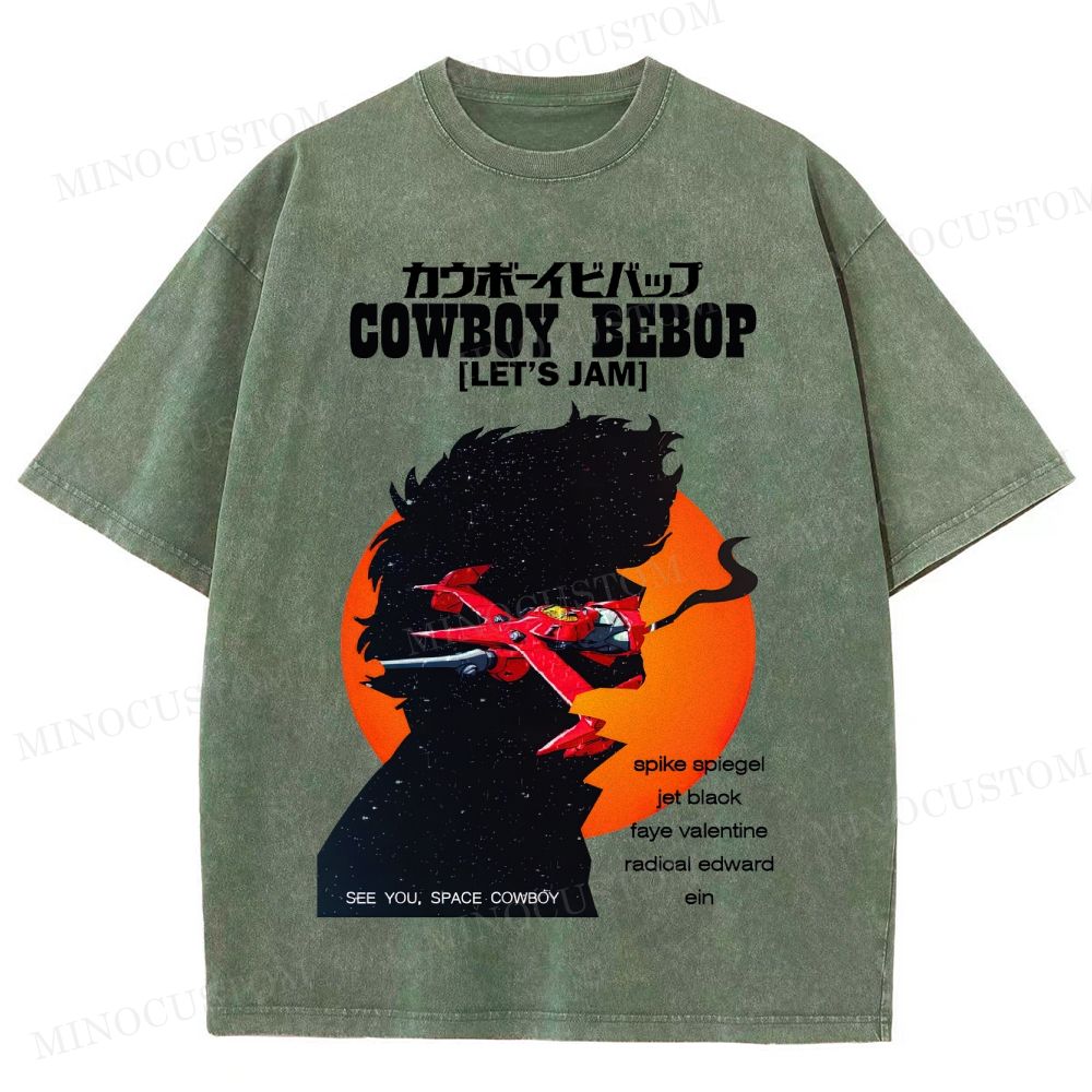 Cowboy Bebop Retro Anime Sci-Fi Graphic Washed Vintage T-Shirt